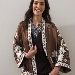 Chicos Floral Kimono brown kimono Sz XS/sm
